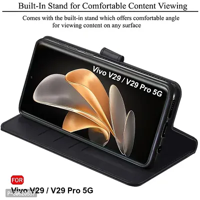 Jotech Button Vintage Flip Coverfor Vivo V29/Vivo V29 Pro 5G - Black-thumb2