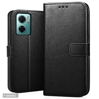 Mi Redmi 11 Prime 5G Flip Case Premium Leather Finish Flip Cover with Card Pockets Wallet StandVintage Flip Cover for Mi Redmi 11 Prime 5G - Black-thumb0