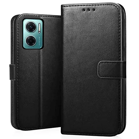 Mi Redmi 11 Prime 5G Flip Case Premium Leather Finish Flip Cover with Card Pockets Wallet StandVintage Flip Cover for Mi Redmi 11 Prime 5G - Black