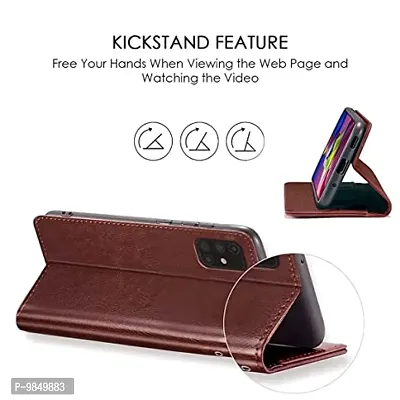 Samsung Galaxy M13 5G Flip Case Premium Leather Finish Flip Cover with Card Pockets Wallet StandVintage Flip Cover for Samsung Galaxy M13 5G - Brown-thumb3