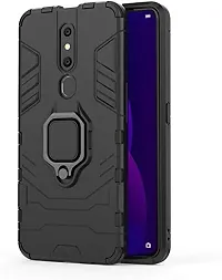 Jotech Armor | Hybrid PC + TPU | Full Protection with Ring Holder Kickstand Shock Proof Back Case Mobile Cover For Oppo F11 - Black-thumb2