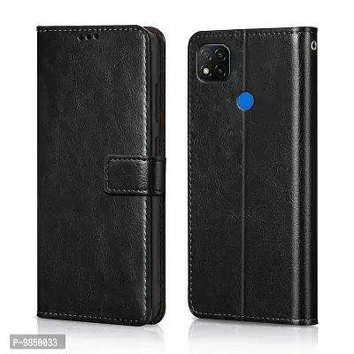 Redmi 10 Power/Redmi 10C Flip Case Premium Leather Finish Flip Cover with Card Pockets Wallet StandVintage Flip Cover for Redmi 10 Power/Redmi 10C - Black-thumb0