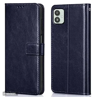 Samsung Galaxy M13 5G Flip Case Premium Leather Finish Flip Cover with Card Pockets Wallet StandVintage Flip Cover for Samsung Galaxy M13 5G - Blue-thumb0