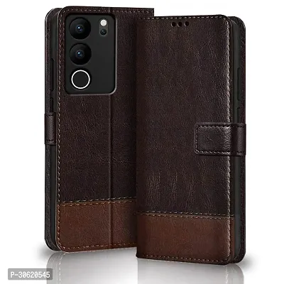 Jotech Vintage Flip Cover for Vivo V29/Vivo V29 Pro 5G - Coffee  Brown