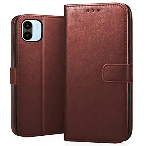 Mi Redmi A1 (2022) Flip Case Premium Leather Finish Flip Cover with Card Pockets Wallet StandVintage Flip Cover for Mi Redmi A1 (2022) - Brown