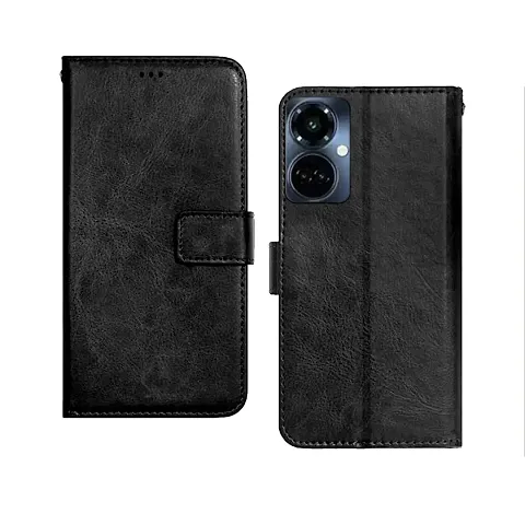 Tecno Camon 19 Pro 5G Flip Case Premium Leather Finish Flip Cover with Card Pockets Wallet StandVintage Flip Cover for Tecno Camon 19 Pro 5G - Black