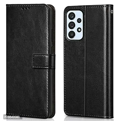 Samsung Galaxy A53 5G Flip Case Premium Leather Finish Flip Cover with Card Pockets Wallet StandVintage Flip Cover for Samsung Galaxy A53 5G - Black-thumb0