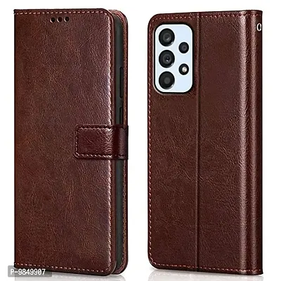 Samsung Galaxy A53 5G Flip Case Premium Leather Finish Flip Cover with Card Pockets Wallet StandVintage Flip Cover for Samsung Galaxy A53 5G - Brown-thumb0