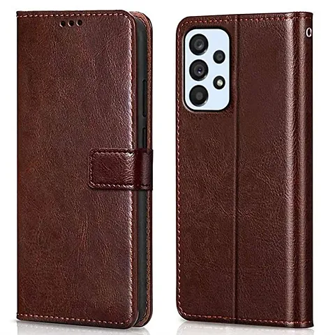 Samsung Galaxy A53 5G Flip Case Premium Leather Finish Flip Cover with Card Pockets Wallet StandVintage Flip Cover for Samsung Galaxy A53 5G - Brown