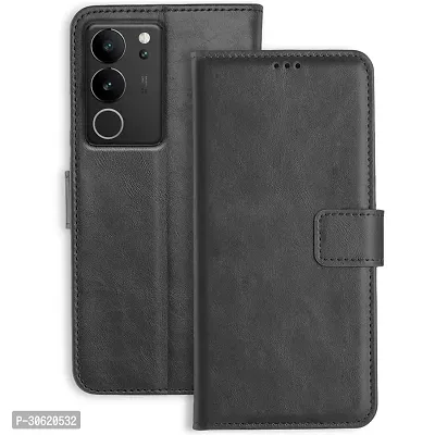 Jotech Vintage Flip Cover for Vivo V29/Vivo V29 Pro 5G - Black