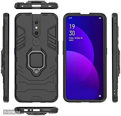 Jotech Armor | Hybrid PC + TPU | Full Protection with Ring Holder Kickstand Shock Proof Back Case Mobile Cover For Oppo F11 - Black-thumb2