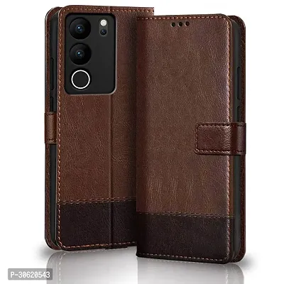 Jotech Vintage Flip Cover for Vivo V29/Vivo V29 Pro 5G - Brown  Coffee-thumb0