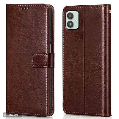 Samsung Galaxy M13 5G Flip Case Premium Leather Finish Flip Cover with Card Pockets Wallet StandVintage Flip Cover for Samsung Galaxy M13 5G - Brown-thumb0