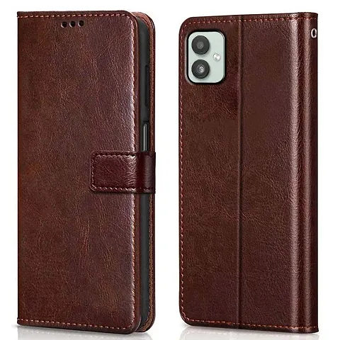 Samsung Galaxy M13 5G Flip Case Premium Leather Finish Flip Cover with Card Pockets Wallet StandVintage Flip Cover for Samsung Galaxy M13 5G - Brown