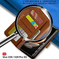 Jotech Button Vintage Flip Coverfor Vivo V29/Vivo V29 Pro 5G - Brown-thumb2