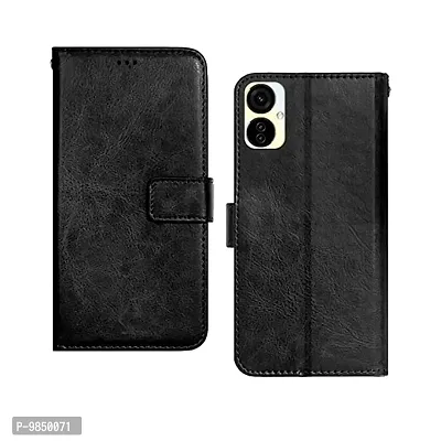 Tecno Camon 19 Neo Flip Case Premium Leather Finish Flip Cover with Card Pockets Wallet StandVintage Flip Cover for Tecno Camon 19 Neo - Black-thumb0