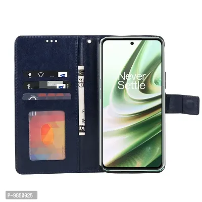 Premium Leather Finish Flip Cover with Card Pockets Wallet StandVintage Flip Cover for Mi Redmi Note 11 Pro/Pro Plus 5G - Blue-thumb2