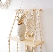 CHAKOR DESIGN 2 FATTA Macrame Wall Hanging ShelfHome Decor Floating Wall Shelf-thumb1