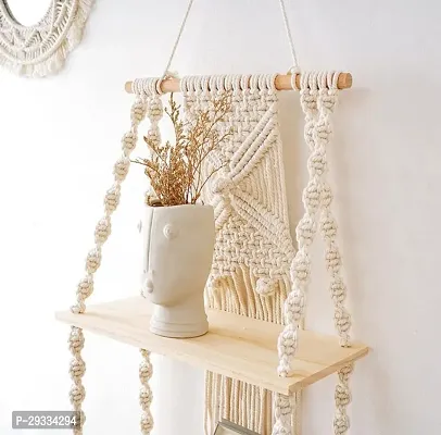 CHAKOR DESIGN 2 FATTA Macrame Wall Hanging ShelfHome Decor Floating Wall Shelf-thumb2