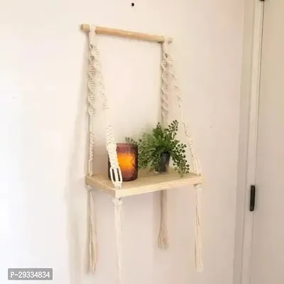 NEW WAL SHNG WIT MOTI TEDDY HOME DECOR Macrame Hanging Shelf  Macrame Wall Shelf-thumb2