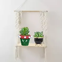 BOARD HNG DUNE Macrame Wall Hanging Shelf Cotton Rope Natural Pine Wood-thumb3