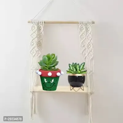 BOARD HNG DUNE Macrame Wall Hanging Shelf Cotton Rope Natural Pine Wood-thumb4