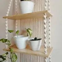 NEW 2 FATTA DESIGN Macrame Handmade Wooden Wall Shelf  for Living Room Bed RoomMADE IN INDIA.-thumb2