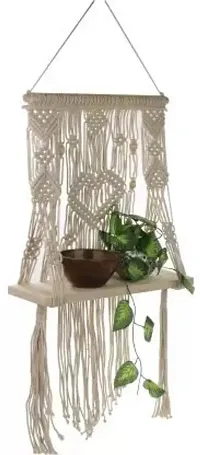 DIL 16 INCH% Macrame Wall Hanging Shelfideal deacute;corplants storage bookshelfMADE IN INDIA.-thumb2