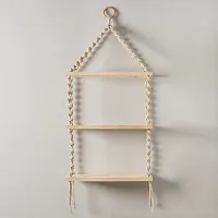 3 FATTA HNG Macrame Wall Hanging 3Tier Floating Shelves Natural Pine-thumb3