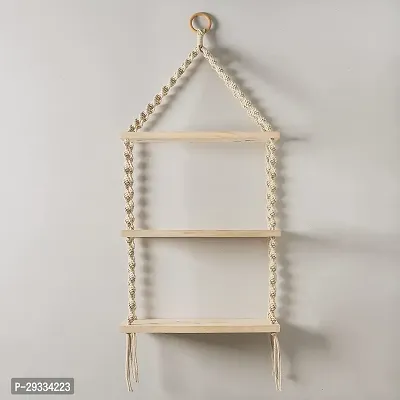 3 FATTA HNG Macrame Wall Hanging 3Tier Floating Shelves Natural Pine-thumb4