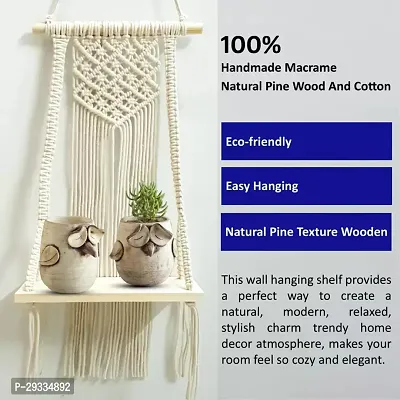 TRINGLE WITH BOD Macrame Wall Hanging Shelf Mounted with an interesting wooden Stick-thumb3