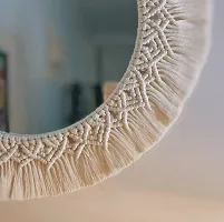 MRROR 16INC  THRD DES Macrame Wall Mirror with Boho Fringes Round Antique Mirror MADE IN INDIA-thumb1