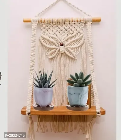 butterfly Butterfly Macrame Wall Hanging Shelf Wood Floatiing-thumb0