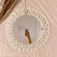 MRROR 16INC  THRD DES Macrame Wall Mirror with Boho Fringes Round Antique Mirror MADE IN INDIA-thumb3