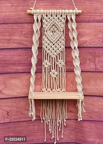 SIMPL HANG Luxurious Handmade Cotton Macrame Wall Hanging Shelf for Living Room Bedroom