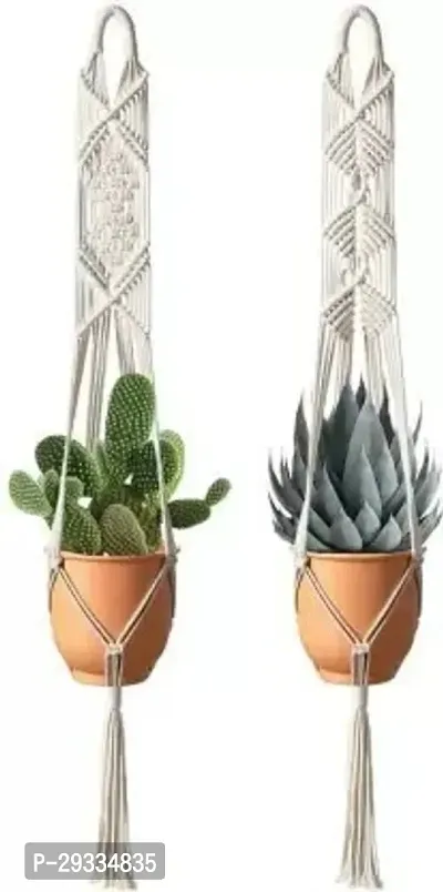 2 PI Combo of two Cotton Woven Macrame Plant Container Plant Hanger-thumb0