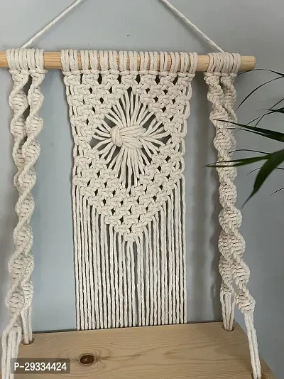 CUBERN HANG PAK 2 Macrame Handmade Wooden Wall Shelf  Bohemian Wall Shelf for Living Room Bed Room Set of 2  Twisted-thumb4