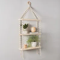 3 FATTA HNG Macrame Wall Hanging 3Tier Floating Shelves Natural Pine-thumb2