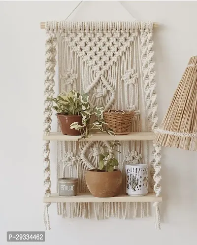 AN TWO FATTAAA Macrame Wall Hanging Shelf Home Wall Deacute;cor MADE IN INDIA-thumb0