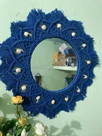 BLUE MIROR WIT STON Macrame Wall MirrorHandmade Hanging Wall MirrorBedroomLiving-thumb2