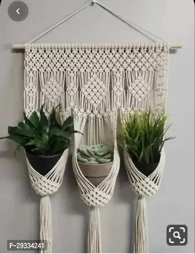 THREE GULDASTA SET Macrameacute; Cotton Plant Hanger Rope Wall Hanging Flower Pot Holder MADE IN INDIA.-thumb0