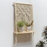 BOX DES  Macrame Wall Hanging Shelf Boho Plant Hanger Bohemian PatternMADE INDIA-thumb1