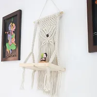 BATRFLU Macrame Thread Wall Hanging Shelf Wood Floating Boho Shelves Wall Storage Rack-thumb3