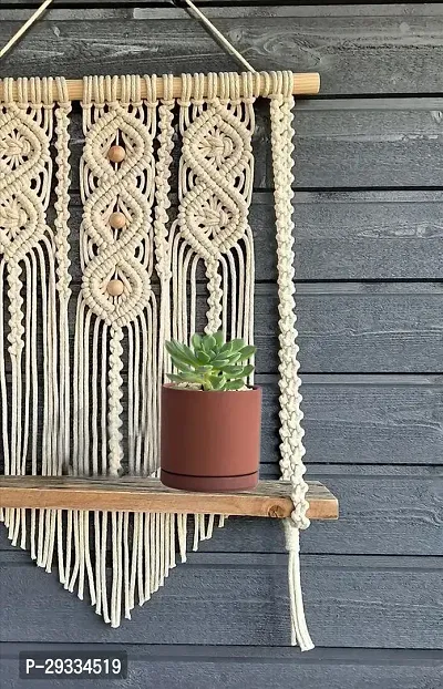 DUNE 3 MOTI Macrame Wooden Wall Hanging Shelf Macrame Woven MADE IN INDIA-thumb2