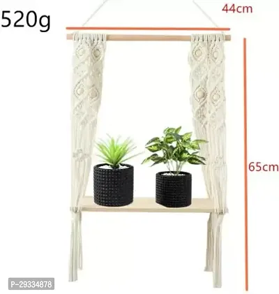 BOARD HNG DUNE Macrame Wall Hanging Shelf Cotton Rope Natural Pine Wood-thumb0