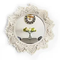 MIRROR WITH GATH Macrame MirrorWall Hanging Round MirrorBoho Wall Art MADE IN INDIA.-thumb1