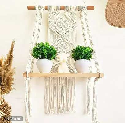 CEKOR HANG Macrame Wall Hanging Shelf  Boho Wall Hanging Shelf for Home Decor Living Room-thumb0