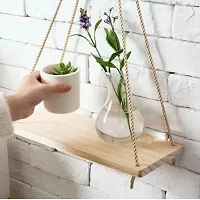 2 DOL HHNG Macrame Wall Hanging Shelf Wood Floating  White  Pack OF  2-thumb2