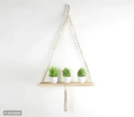 1 RING BODD PARAH Macrame Wall Hanging Shelf Tapestry Boho Wood Hanging Shelf-thumb0