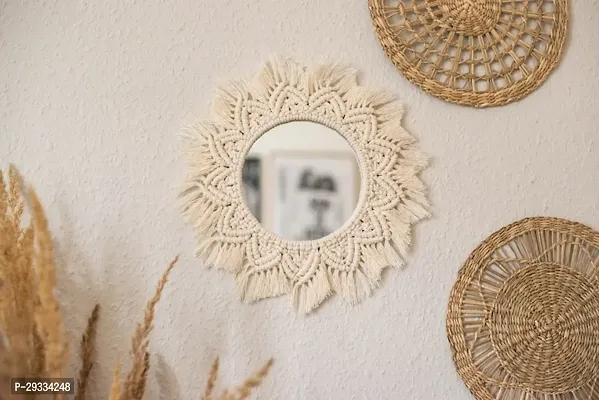 RAISING MIRROR White Macrame Mirror Bedroom Decor  Large Bohemian Mirror-thumb0